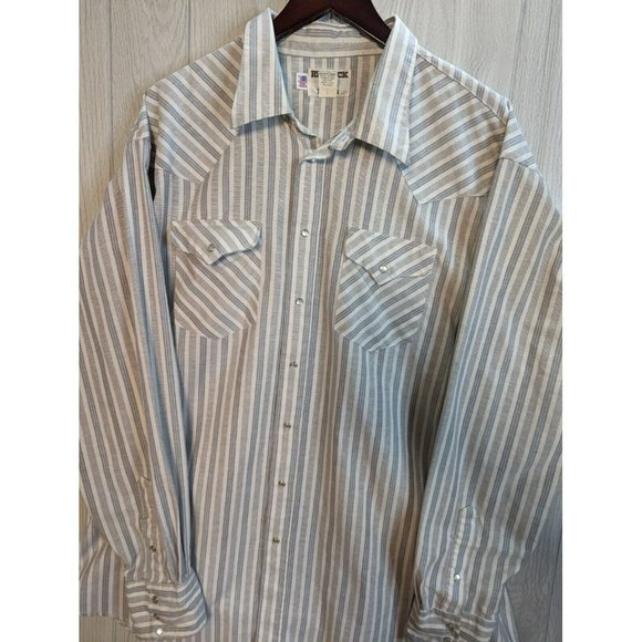 Vintage Flying R Ruddock Pearl Snap Western Shirt Men's 13 38 Extra Long Tail - Picture 2 of 7